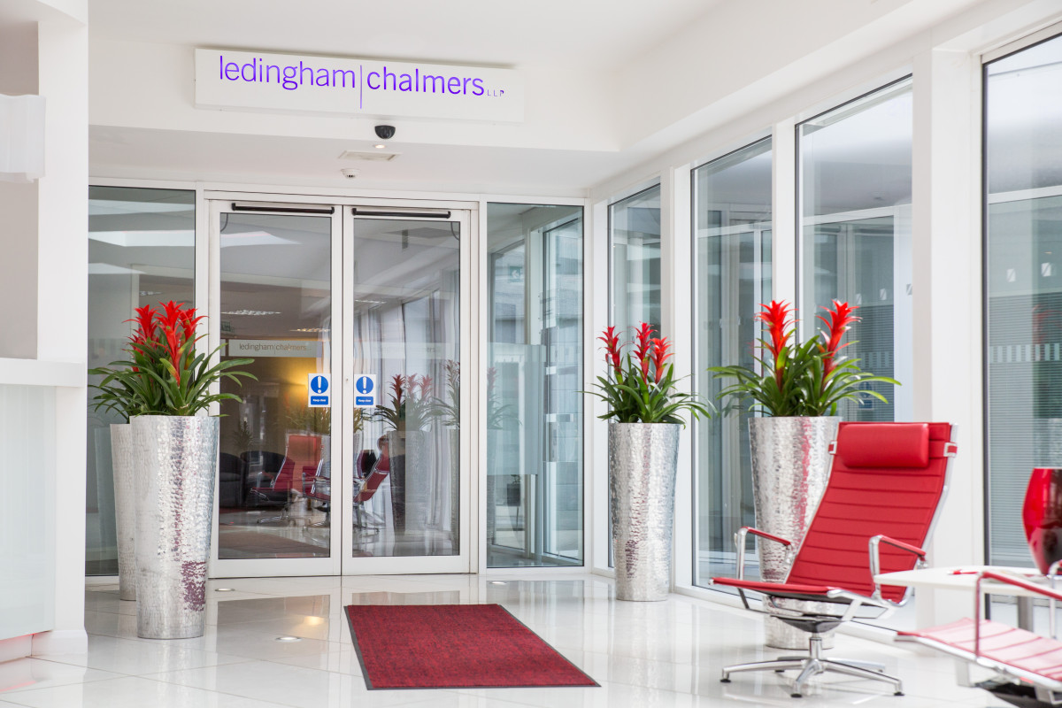 Interior entrance to Ledingham Chalmers Solicitors Aberdeen office.